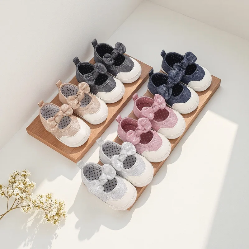 Schicke Mary-Jane-Schuhe mit Schleife für Kleinkinder – flache Schuhe mit weicher, rutschfester Sohle für Innen-/Außenpartys im Frühling