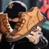 Herrenschuhe, kurze Stiefel, handgefertigte Lederstiefel, hohes Oberteil, Leder, flacher Boden, Outdoor-Arbeitskleidung, Freizeitschuhe, große Boardschuhe