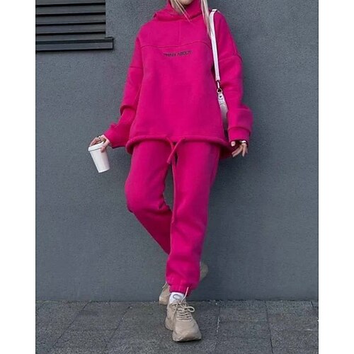 Per donna Tuta da Ginnastica Pantaloni da Tuta Pantaloni da tuta Pizzo Tasca Lettera Completo Abbigliamento Autunno Nero Rosa Allenamento Athleisure Corsa Calore Termico Antivento Manica Lunga Sport