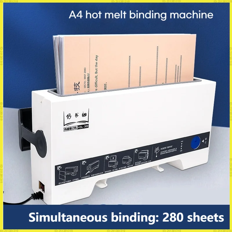 A4 Office Hot Melt Bindemaschine Kleine automatische Klebe-Heimbindemaschine 4 mm thermische Fusion-Abdeckung für die Dokumentenveredelung Image