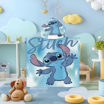 TEMU 1pc & Stitch Cartoon Super Soft Beach Towel With Hood Wearable Bathrobe Extra Large Cute Bath Towel Anime Pool Towel Birthday Gifts Microfiber Beach Towels Quick Dry Beach Towel Multi Size Image