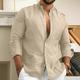 Per uomo Camicia Camicia di lino Camicia Estiva Abbigliamento da spiaggia Camicia con Bottoni Semplice Vacanza Casuale Nero Bianco Blu Cachi Manica Lunga Colletto Primavera Estate Abbigliamento