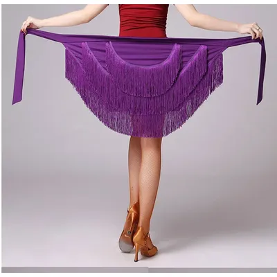 Jupe de danse latine à franges pour femmes, frange à pampilles, écharpe pour la pratique du gril, samba, tango, chacha, phtalHip