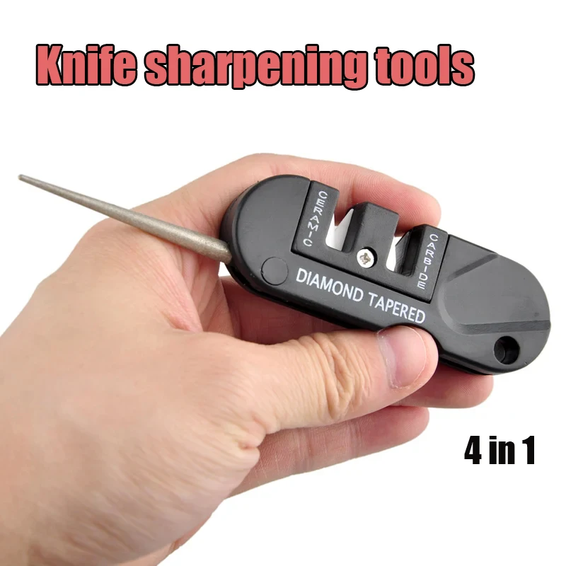 Multifunktions-Taschenmesserschärfer, Überlebenswerkzeug, Mini-Messerschärfersystem für Outdoor-Camping-Aktivitäten, Wanderungen im Freien Image