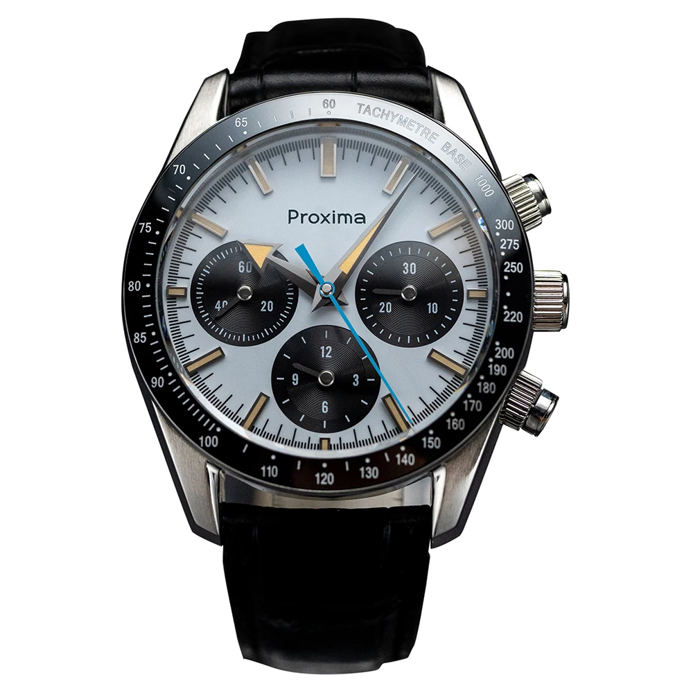 PROXIMA Herren-Chronographenuhren, Fliegeruhr, manuell, mechanisch, 100 m wasserdicht, C3, leuchtender Saphir, ST1902, Emaille-Zifferblatt Image