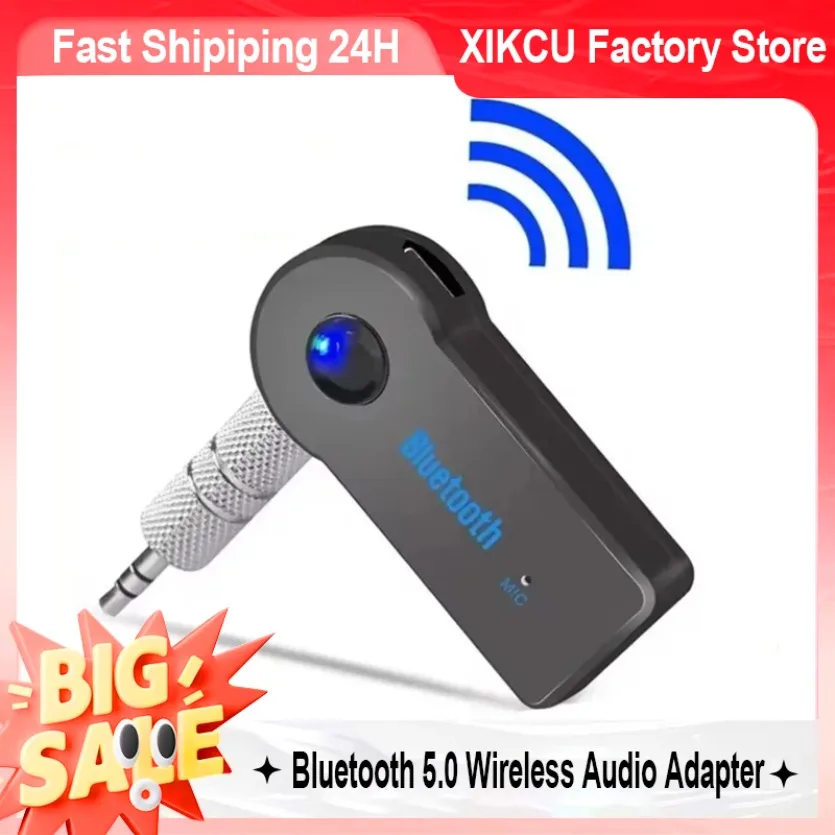 XIKCU 2-in-1-Bluetooth 5.0-Transceiver, kabelloser Audio-Adapter, 3,5 mm Musik, AUX, Auto-Bluetooth-Empfänger, Bluetooth-Adapter für PC Image