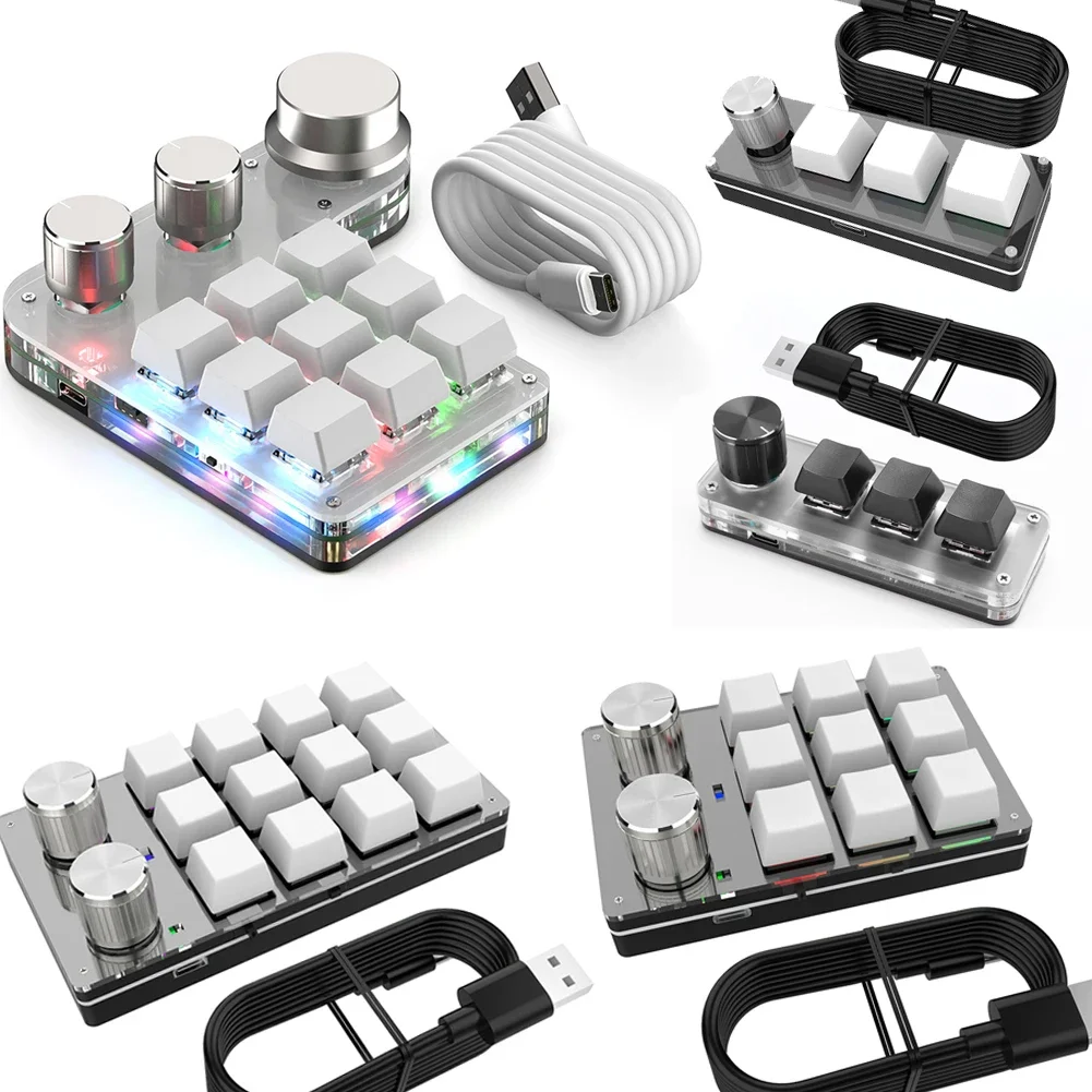 Benutzerdefinierte USB-Tastatur Lautstärketaste Knopf Programmierung Makro Gaming Hotswap-Tastatur Mechanische rote Schaltertastatur 3/9/12 Tasten Image