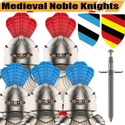 Mittelalterliche England Ritter Bausteine Figuren Zubehör Helm Rüstung Schild Schwert MOC Ziegel Image