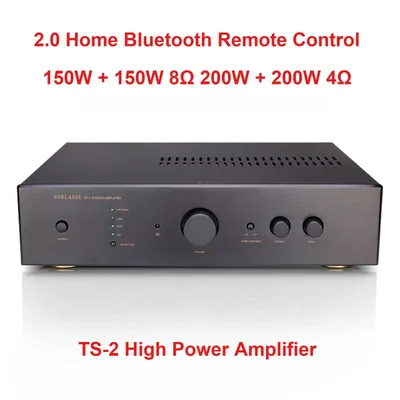 AMXEKR TS-2 200 W*2 2-Kanal-Stereoverstärker Hochleistungs-Faser-Koaxial-Bluetooth 5.0 mit Fernbedienung Klasse AB Home Audio Image