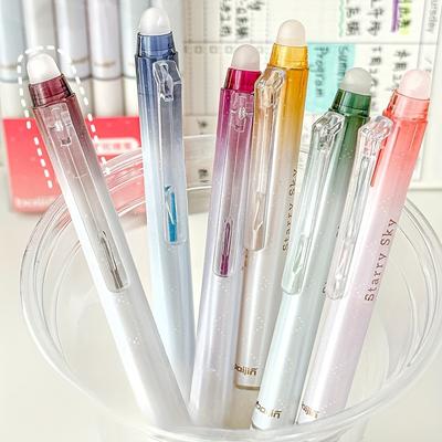 TEMU 6-pack Glitter Gel Pens For Journaling, Erasable Fine Point 0.7mm In 6 Colors, Suitable For Drawing And Writing Multifunctional Aesthetic Pen, Ideal Gift For Office And School Supplies Image