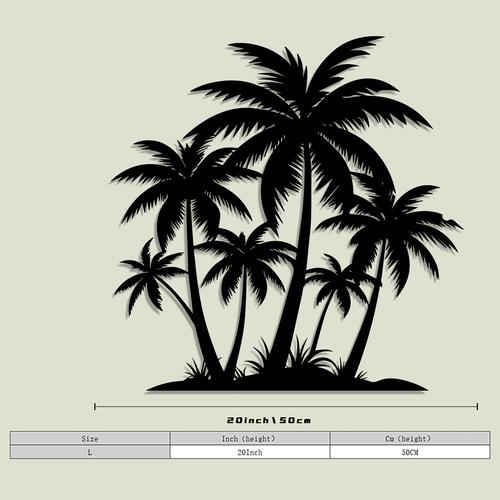 TEMU 1pièce Vintage Palmier en Fer Mur Art, Statue en Métal Noir Tropical, Idéal pour la Décoration de et de l'Extérieur, pour et , Décoration de Noël, Style Tropical, Décoration de Palmier