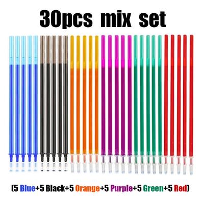 TEMU 30pcs Colorful Erasable Gel Refill Pens - 0.5mm, Washable, Colors (blue, Black, Orange, Purple, Green, Red) - Ideal For Office & Birthday Gifts, Office Stationery | Vibrant Pens | Plastic Pens Image