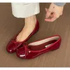 Designer Rot Elegante Bowknot Runde Kappe frauen Flache Schuhe Komfort Slip-On Damen Ballerina