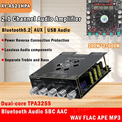 XY-AS21HPA Digital Sound Amplifier Board 2.1 Channel Dual TPA3255 Subwoofer Bluetooth 5.2 High-Power Audio Amplifier 300W*2+600W