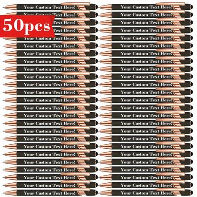 TEMU 50pcs Personalized Letter Metal Ballpoint Pen Set, Custom Writing Tools, Ideal Gift For School And Office, Suitable For Teens And Adults, Featherless Party Supplies - Ages 14+ Image