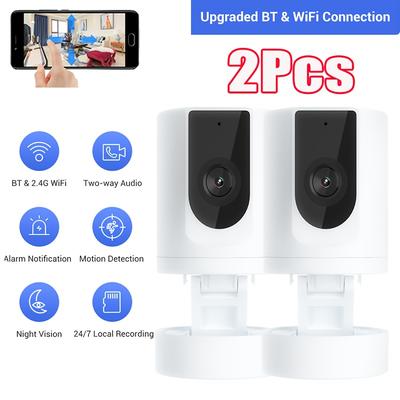 TEMU 2pcs Ease Life 1080p Indoor Security Camera For .4g Small Wi-fi Camera With Phone App, Motion Detection, Audio, Night , Cloud & Memory Card Storage, K11, Wired Image