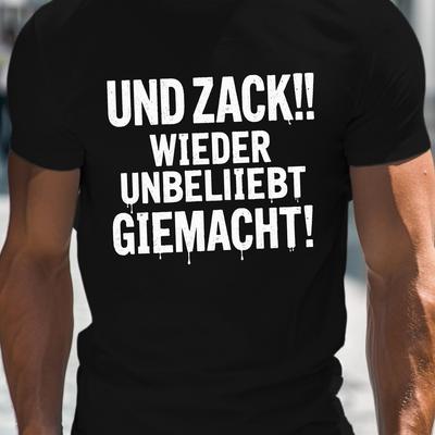 "TEMU Men's "und ! Wieder Unbeliebt Gegendächt!" Graphic Print Crew Neck T-shirt - Lightweight Summer Tee With , Regular Fit Casual Top For Adults, Tee Shirts" Image