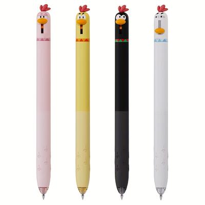 TEMU 4pcs Set Creative Chick Gel Pen 0.5mm Quick-dry Click Writing Pens Office Gift Black Pens Image