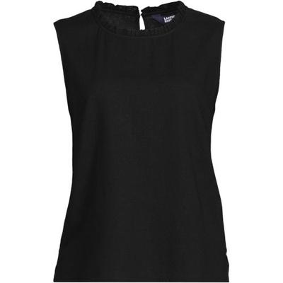 Linen Blend Sleeveless Ruffle Top, Women, size: 20, regular, Black, Linen/Viscose, by Lands' End