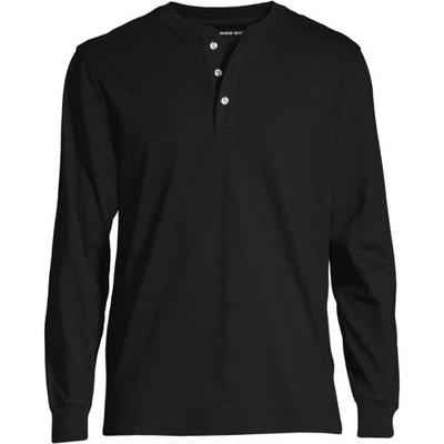 Super-T Henley Long Sleeve T-shirt, Men, size: 50-52, regular, Black, Cotton, by Lands' End