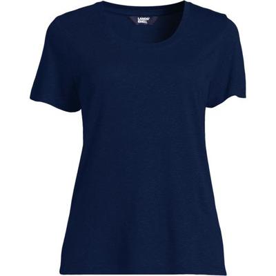 Viscose/Linen T-shirt, Women, size: 10-12, petite, Blue, by Lands' End