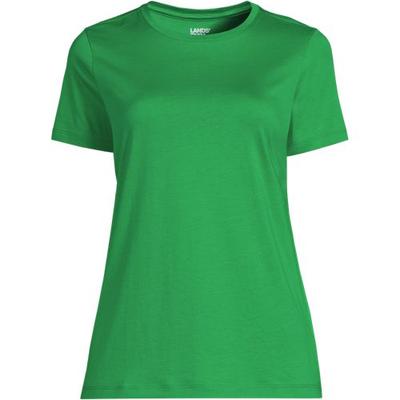 Supima Short Sleeve Crew Neck T-shirt, Women, size: 14-16, regular, Green, Cotton, by Lands' End