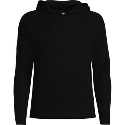 Mens Brushed Rib Hoodie, Men, size: 50-52, regular, Black, Spandex/Rayon-blend/Poly-blend, by Lands' End