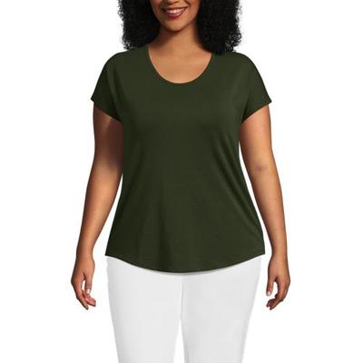 Cotton Modal Stretch Jersey T-shirt, Women, size: 28-30, plus, Green, Cotton Modal, by Lands' End