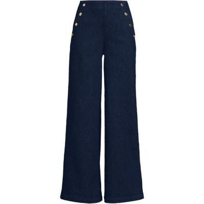 Extra Wide Leg Sailor Jeans, Women, size: 16, regular, Blue, Spandex/Poly-blend, by Lands' End