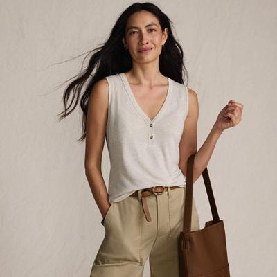 Linen Blend Sleeveless Top, Women, size: 20, regular, Misc, Cotton/Linen/Cotton-blend, by Lands' End