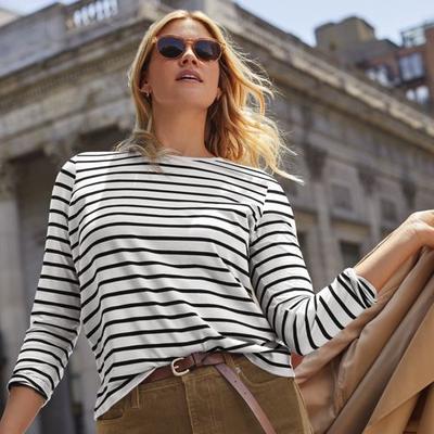 Supima Long Sleeve Crew Neck T-shirt, Women, size: 14-16, regular, Ivory, Cotton, by Lands' End