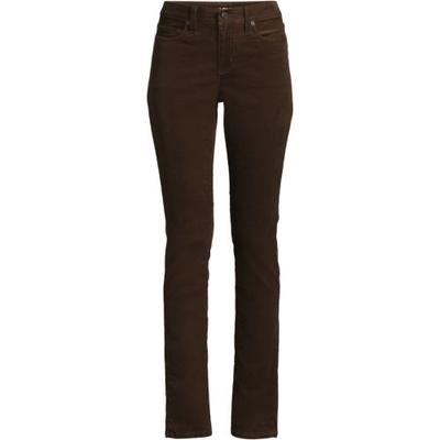 Straight Leg Stretch Cord Jeans, Mid Rise, Women, size: 12 32, regular, Brown, Cotton-blend, by Lands' End