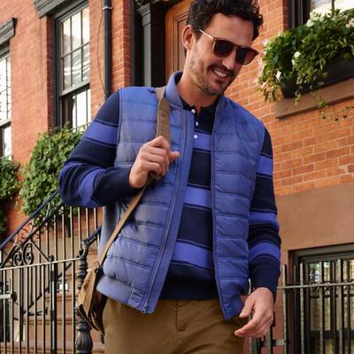 Mixed Media Gilet, Men, size: 46-48, regular, Blue, Nylon/Acrylic/Poly-blend, by Lands' End