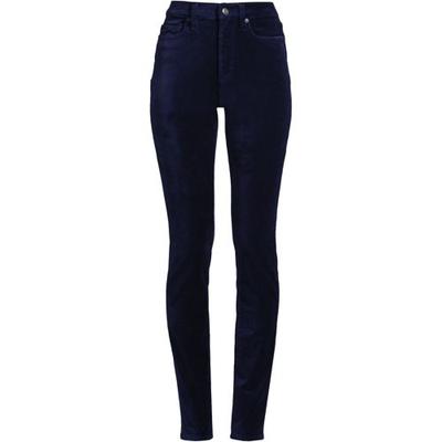 Slim Leg Velvet Jeans, High Waisted, Women, size: 12, petite, Blue, Cotton-blend, by Lands' End