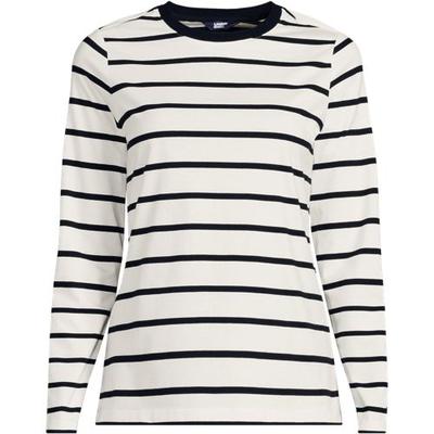 Long Sleeve Supima Cotton Crew Neck Top, Women, size: 20-22, plus, Black, by Lands' End