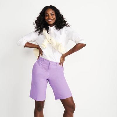 Chino Bermuda Shorts, Women, size: 12, petite, Purple, Spandex/Cotton-blend, by Lands' End