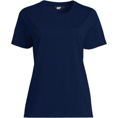 Supima Crew Neck T-Shirt, Women, size: 10-12, regular, Blue, Cotton, by Lands' End