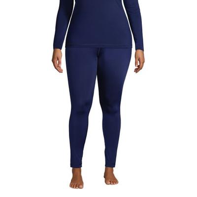 Stretch Thermaskin Thermal Long Johns, Women, size: 20-22, plus, Blue, Poly-blend, by Lands' End