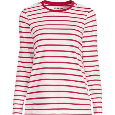 Supima Long Sleeve Crew Neck T-shirt, Women, size: 14-16, regular, Pink, Cotton, by Lands' End