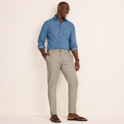 Belted Textured Chinos, Straight Fit, Men, size: 38, regular, Ivory, Cotton/Lyocell/Cotton-blend, by Lands' End