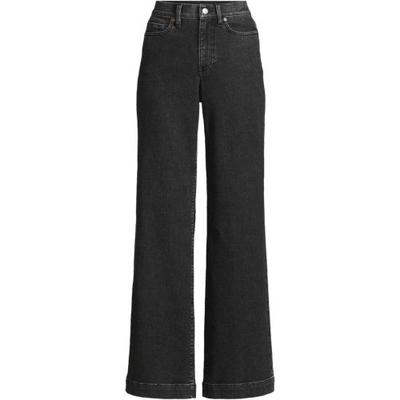 Wide Leg Jeans, High Waisted, Women, size: 14/16 30, regular, Black, Spandex/Cotton-blend/Poly-blend, by Lands' End