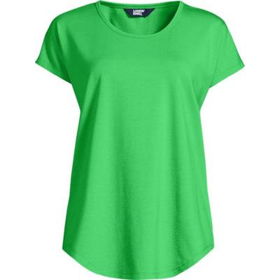 Cotton Modal Scoop Neck T-shirt, Women, size: 16-18, petite, Green, Cotton/Cotton-blend/Cotton Modal, by Lands' End