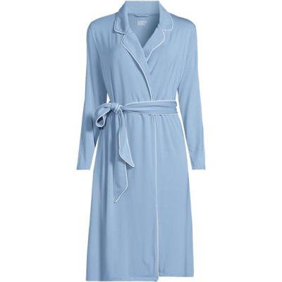 Cool Robe with Piping, Women, size: 16-18, regular, Blue, Spandex/Rayon-blend, by Lands' End