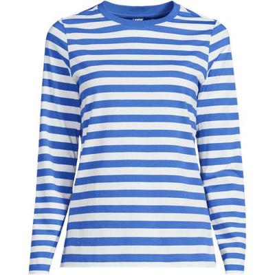 Long Sleeve Supima Cotton Crew Neck Top, Women, size: 16-18, regular, Blue, by Lands' End