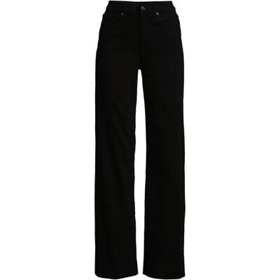 Wide Leg Jeans, High Waisted, Women, size: 12 34, regular, Black, Cotton-blend/Poly-blend, by Lands' End