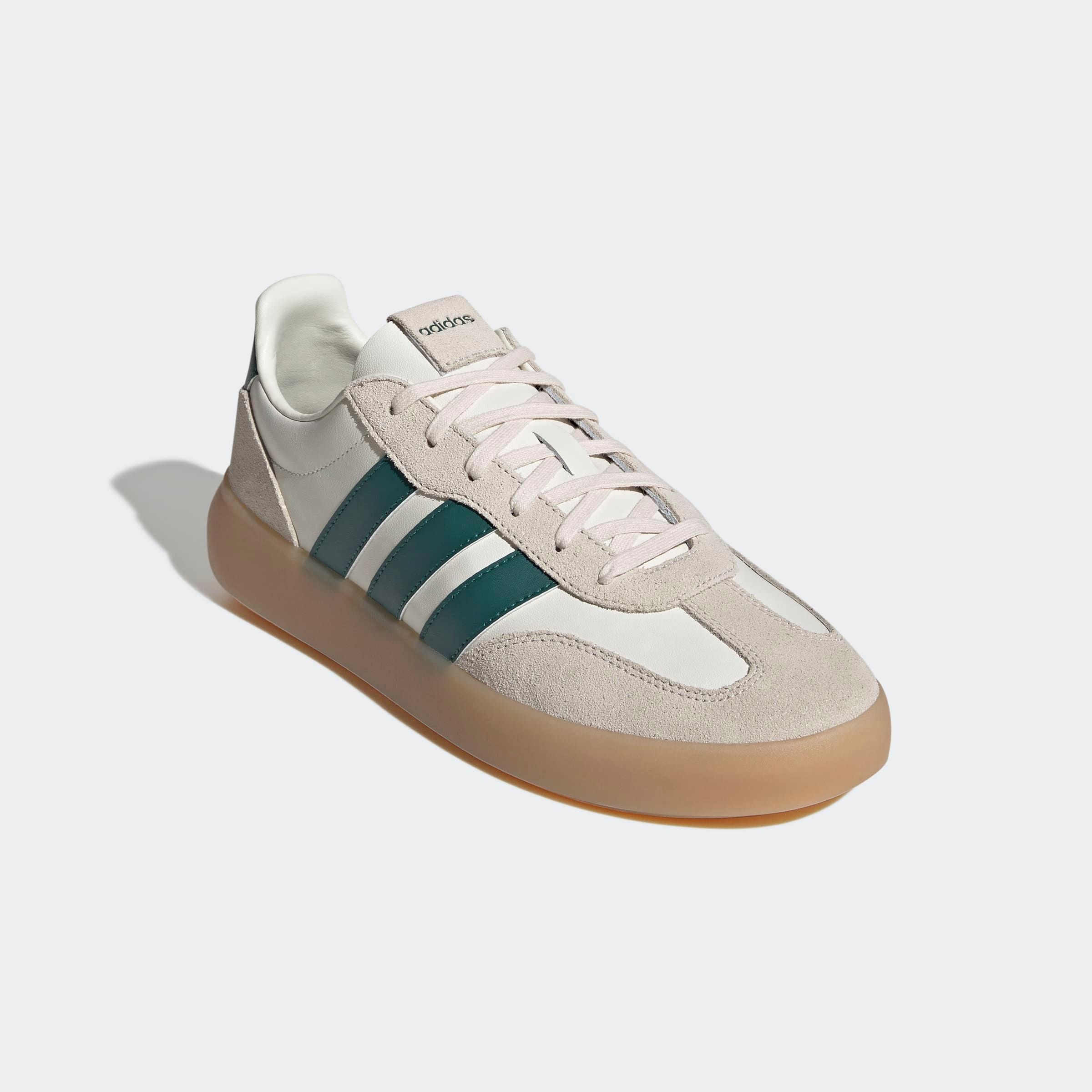 Sneaker ADIDAS SPORTSWEAR "BARREDA DECODE", Herren, Gr. 43, sanftes weiß, collegiate grün, wonder weiß, Leder, Schuhe Sneaker, Design auf den Spuren des adidas Handball Spezial