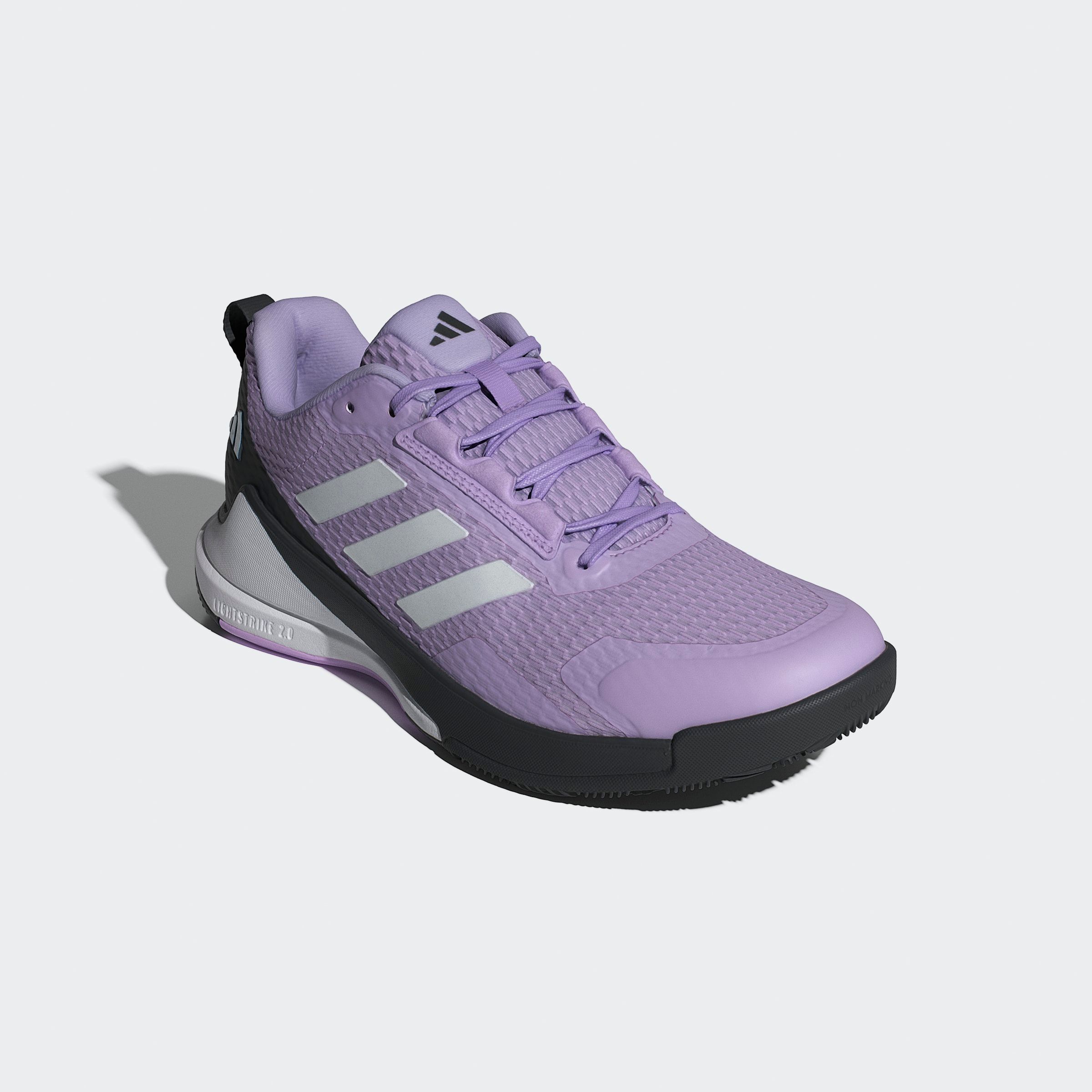 Hallenschuh ADIDAS PERFORMANCE "NOVAFLIGHT 2 INDOOR", Damen, Gr. 39, schwarz (powder plum, zero metallic, core schwarz), Synthetik, Textil, Schuhe Hallenschuh, besonders geeignet für Handball und Volleyball