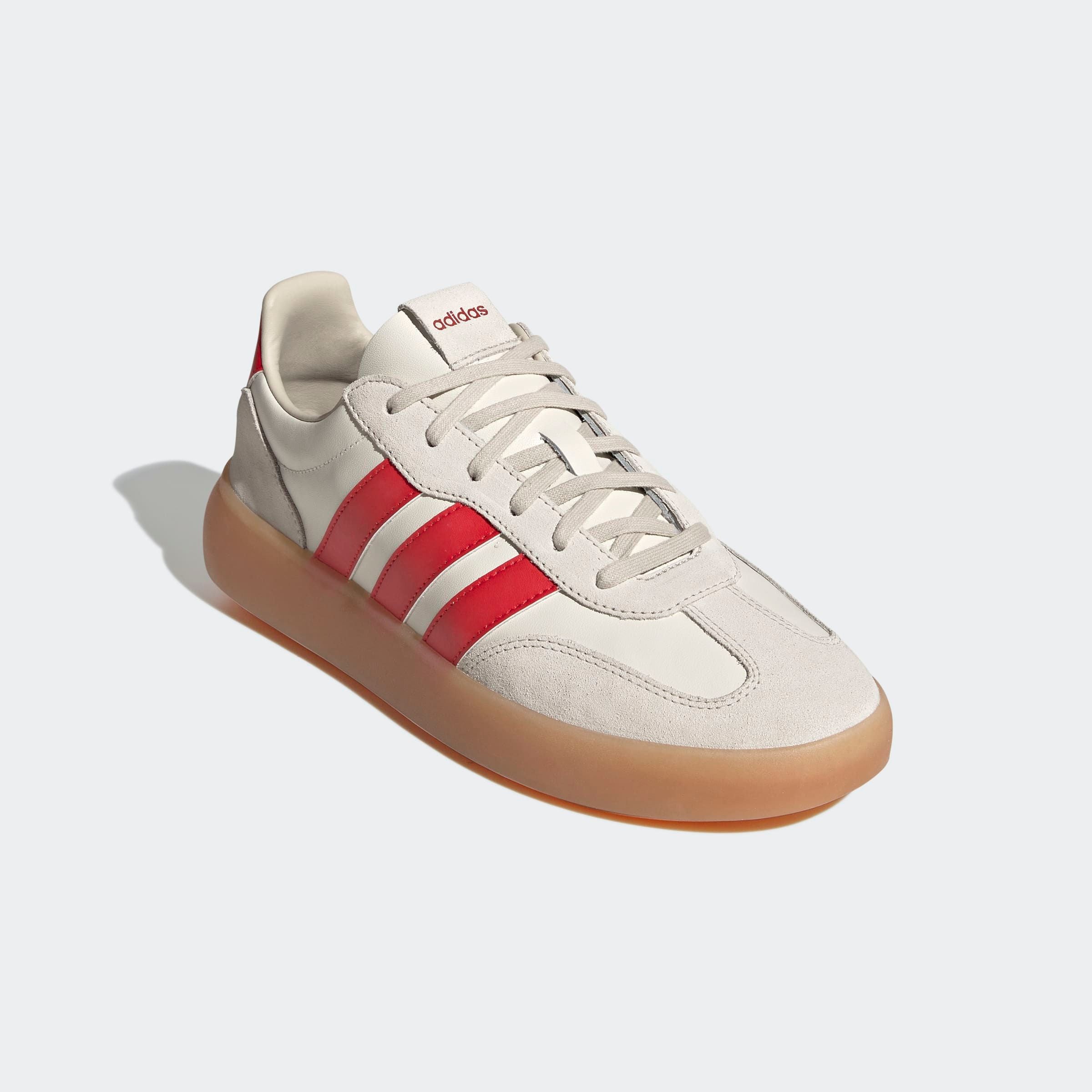 Sneaker ADIDAS SPORTSWEAR "BARREDA DECODE", Damen, Gr. 38, sanftes weiß, better scarlet, aluminium, Leder, Schuhe Sneaker, inspiriert vom Design des adidas Handball Spezial
