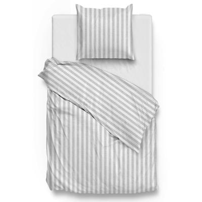 Bettwäsche ZO HOME "Banda-di-Lino", dove, grau, B/L: 155cm x 220cm, , Renforcé, B/L: 80cm x 80cm, Renforcu00e9, Obermaterial: 100% Baumwolle, Bettwäsche, Bettwäsche aus 100% Baumwolle, hochwertiges Renforcé Image