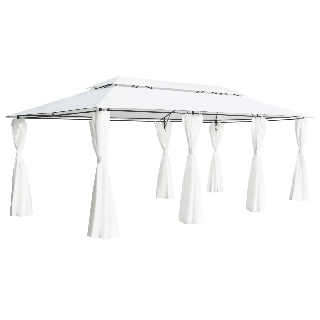 vidaXL Pavillon mit Vorhängen 600x298x270 cm Weiß 180g/m² Image